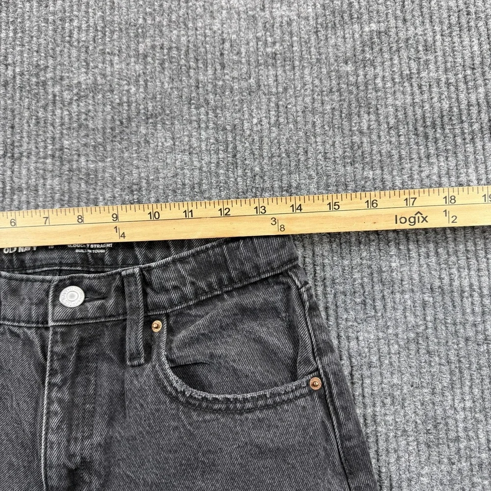 Old Navy Jeans Boys 16 Gray Black‎ Wash Straight Leg Distressed Relaxed 28x26